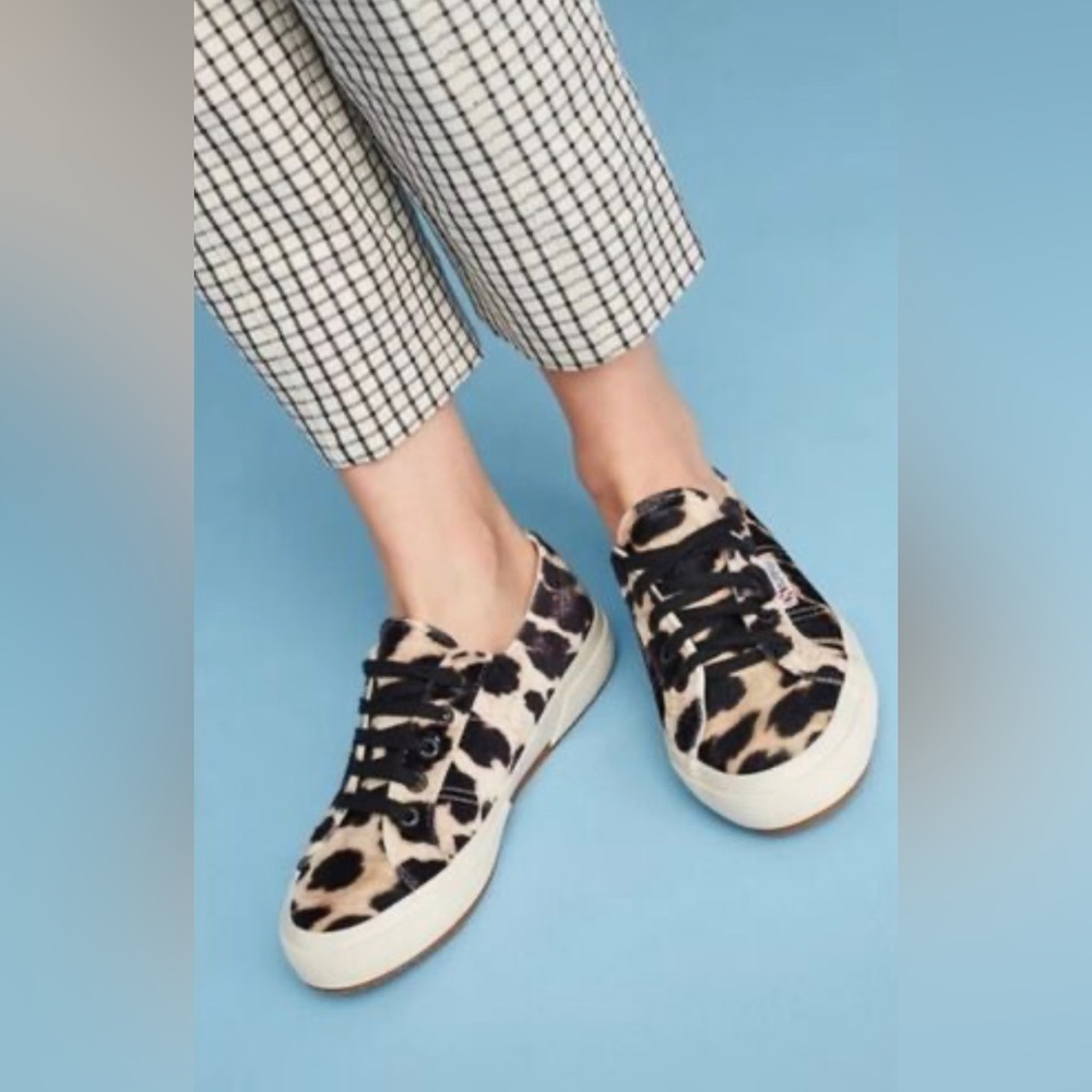 Superga Velvet Leopard Print Sneakers